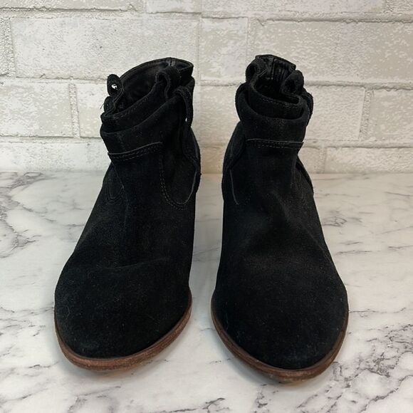 Joie Black Suede Heeled Booties 38 8 - Picture 2 of 8